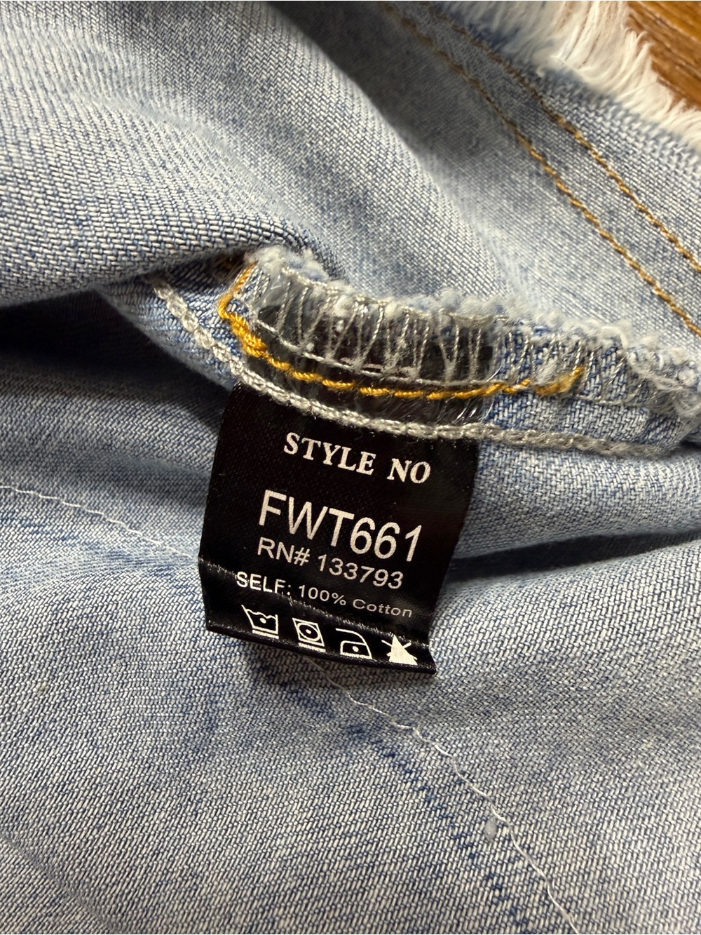 POL Light Blue Denim Shirt with Dark Blue Heart Motifs - Picture 5 of 7